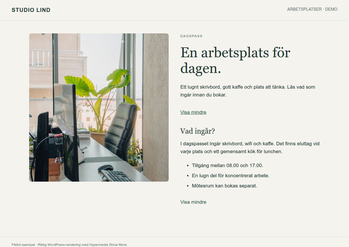 Öppna resten. Ett klick visar fortsättningen på samma sida. Ett till stänger den.