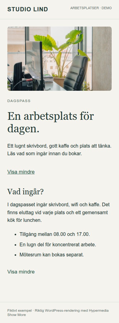 04 · Utfällt innehåll på en mobilskärm, 390 px bred.